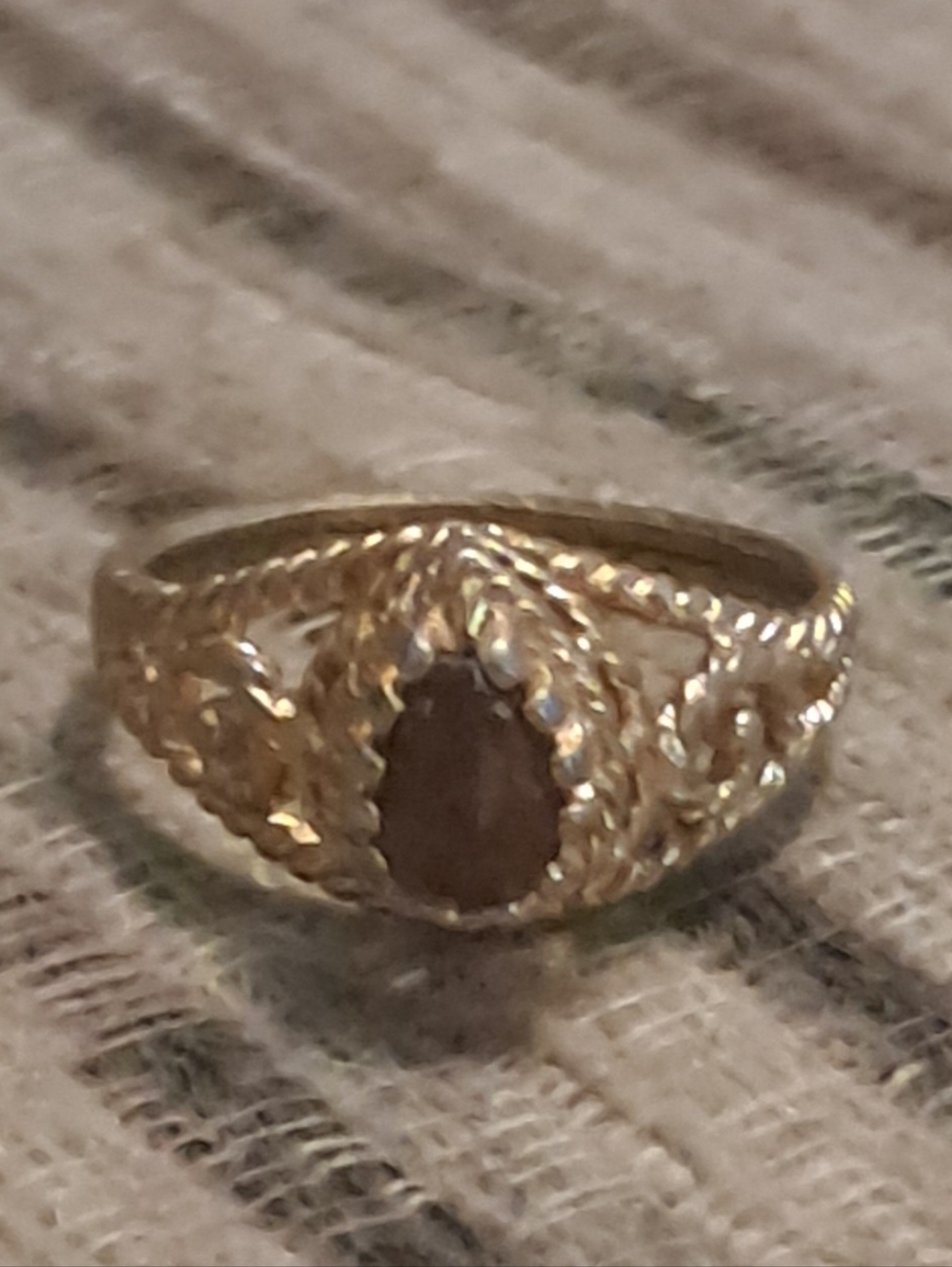 Antique Gold-Tone Pear-Cut Garnet Style Ring - Women's Jewelry